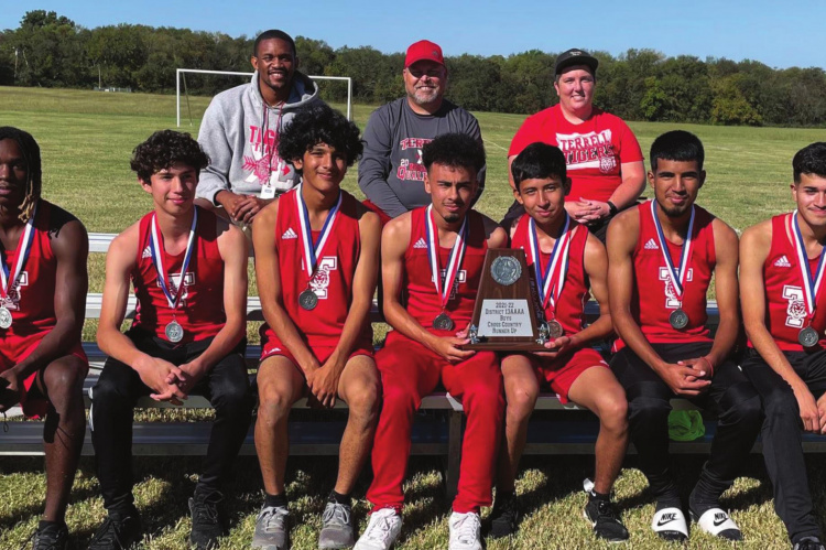 Terrell runners made history at the District 12-4A Meet, finishing second overall to qualify the entire varsity boys team for the Regional Meet Oct. 26. COURTESY PHOTO